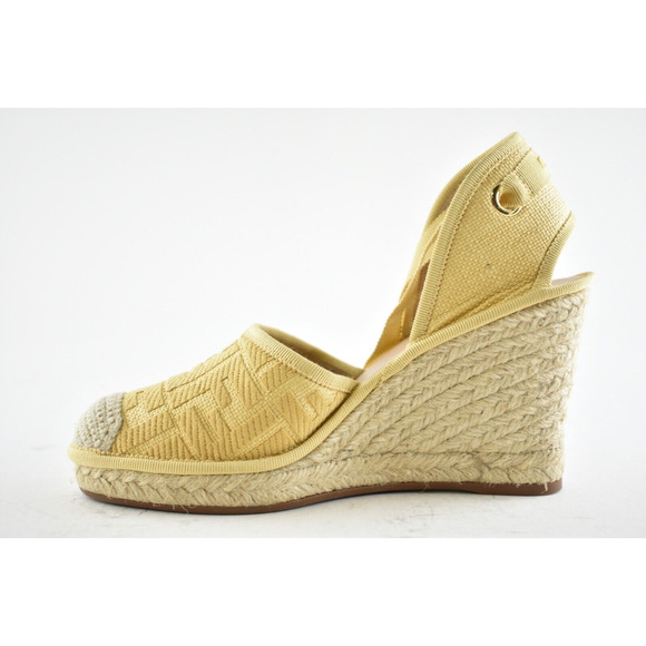 Fendi Roma Natural FF Logo Ankle Strap Lace Up Sandal Espadrille Wedge Heel 41 - Picture 9 of 12
